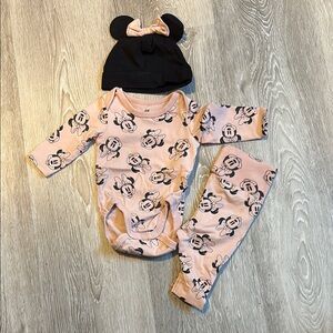 H&M Minnie Mouse Matching 3 Piece Set | 0-1M